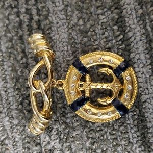 Vintage M Jent Gold Tone Anchor Hinged Design Pin Brooch